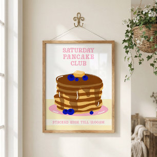 Poster Petits Pancakes de Petit Déjeuner Amusants et Rétr
