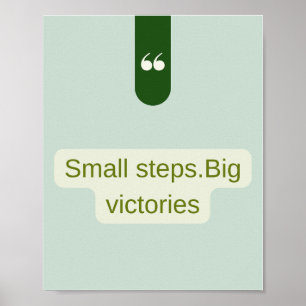 Poster Petits pas grandes victoires Citation Art, Vert sa