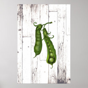 Poster Petits pois pois blanc bois rustique art de la fer