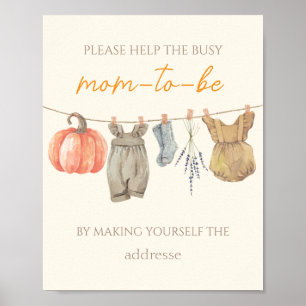 Poster Petits vêtements Citrouilles Aide Occupé Maman-to-