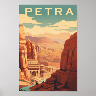 Poster Petra Jordan Célèbre Vintage voyage Place