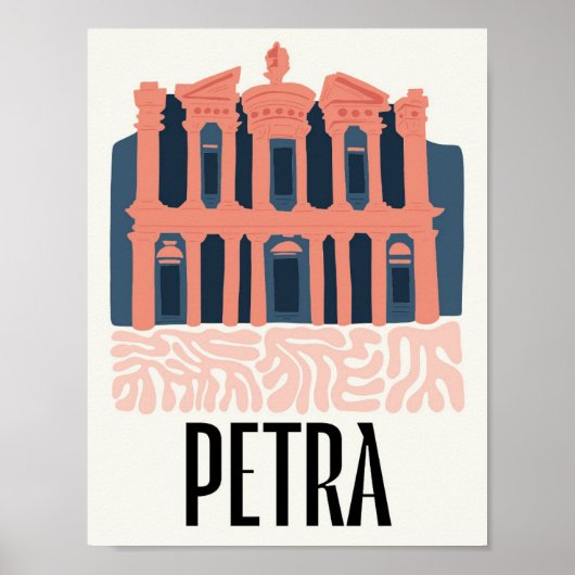 Poster Petra Jordania Voyage abstrait art floral (Devant)