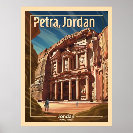 Poster Petra, Vintage voyage de Jordanie (Devant)
