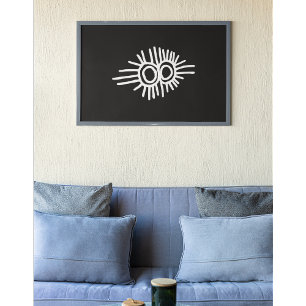 Poster Petroglyphe d'une éclipse du soleil et de la lune