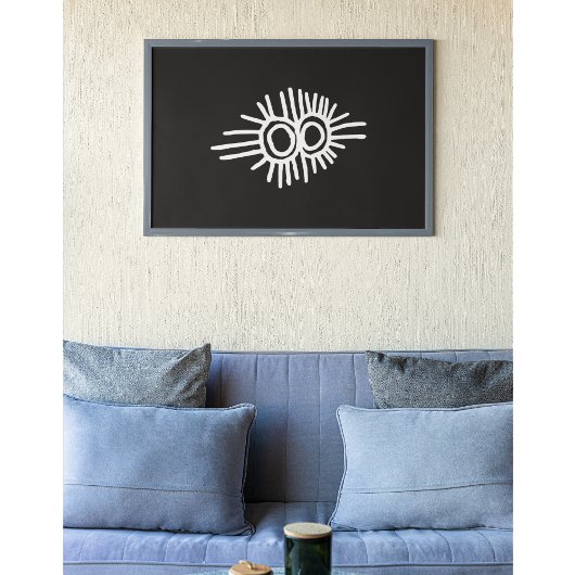Poster Petroglyphe d'une éclipse du soleil et de la lune