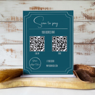 Poster Petrol blue 2 QR code boutique balayage pour payer