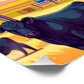 Poster Pétrole Gaz Dragage Scène Bétail Et Drapeau (Coin)