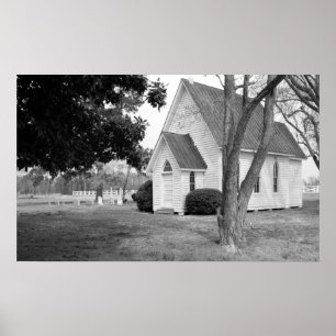 Poster Peu d'église de pays en noir et blanc