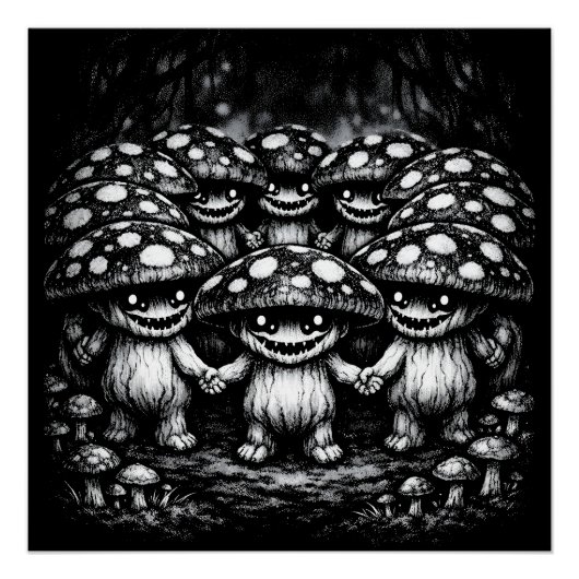 Poster Peuple Champignon • Créatures de la Forêt par Bur (Devant)