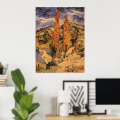 Poster Peupliers sur une route à travers des collines par (Bureau à domicile)