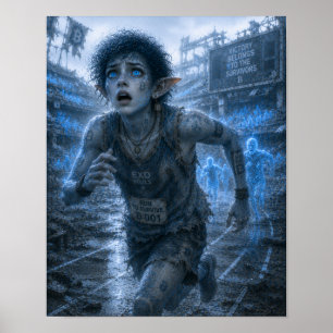 Poster Peur / Coureur / Stade en ruine