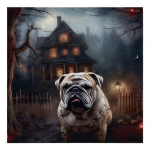 Poster Peur d'Halloween Bulldog