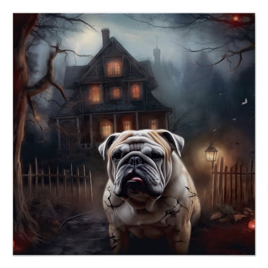 Poster Peur d'Halloween Bulldog (Devant)