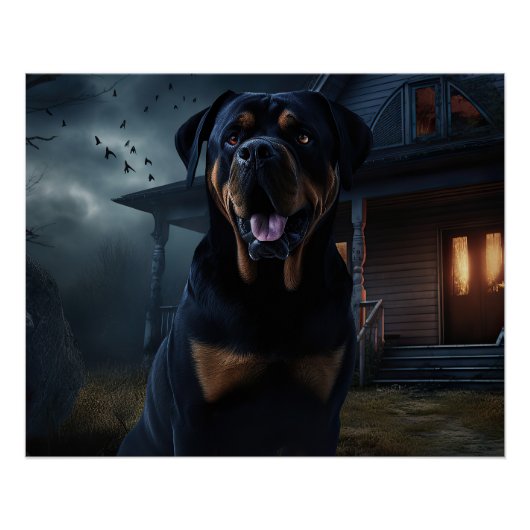 Poster Peur d'Halloween Rottweiler (Devant)