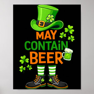 Poster Peut contenir de la bière humour drôle de la Saint
