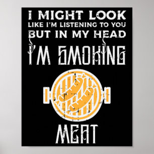 Poster Peut-Être Écouter Mais Griller Bbq Byrbecue Men