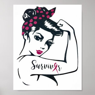 Poster Peut le guérir Rosie Riveter Cancer du sein Surviv