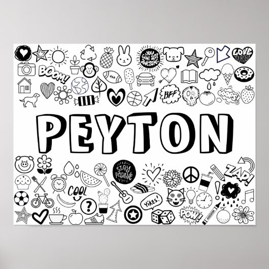 Poster 'PEYTON' Color-it-Yourself Outline Design (Devant)