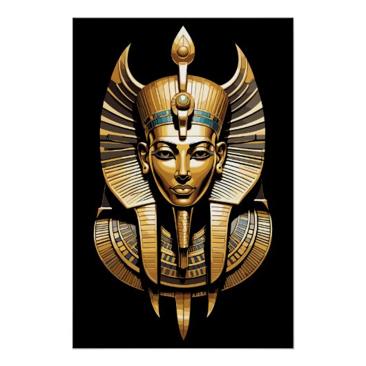 Poster Pharaon doré au coiffeur royal d'art (Devant)