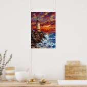 Poster Phare au coucher de soleil dramatique (Cuisine)
