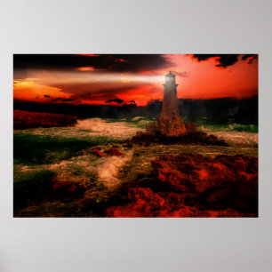 Poster Phare Au Coucher Du Soleil