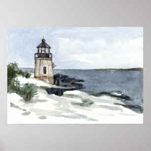 Poster Phare Castle Hill Rhode Island Neige hivernale