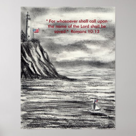 Poster Phare Charbon avec Écriture Christian Poste (Devant)