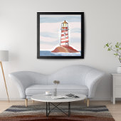 Poster Phare Classique | Aquarelle Côtière Océanique