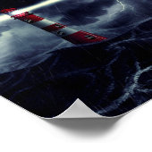 Poster Phare dans la mer orageuse illustration numérique (Coin)