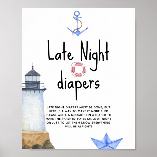 Poster Phare d'aquarelle - Late Night couches (Devant)