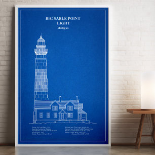 Poster Phare de Big Sable Point - Michigan - AD