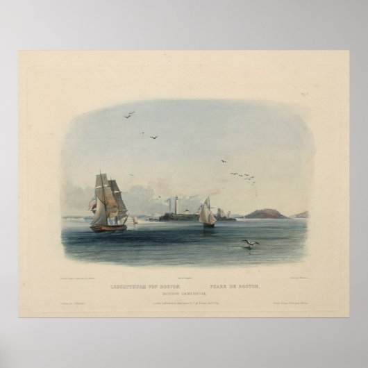 Poster Phare de Boston : Historic Karl Bodmer Imprimer (Devant)