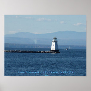 Poster Phare de Champlain de lac, Burlington, VT