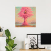 Poster Phare de Cherry Blossom - Style Peinture Pastel (Bureau à domicile)