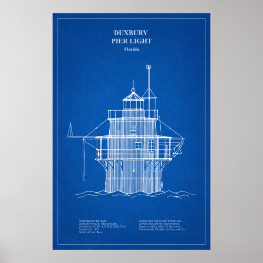 Poster Phare de Duxbury Pier Light - Massachusetts – AD (Devant)