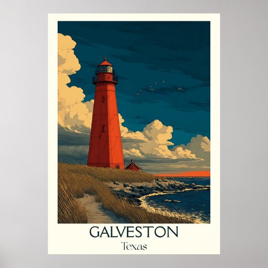 Poster Phare de Galveston Texas Côte (Devant)