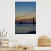 Poster Phare de Grand Haven et quai de nuit (Cuisine)