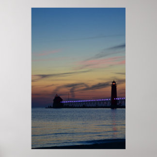 Poster Phare de Grand Haven et quai de nuit