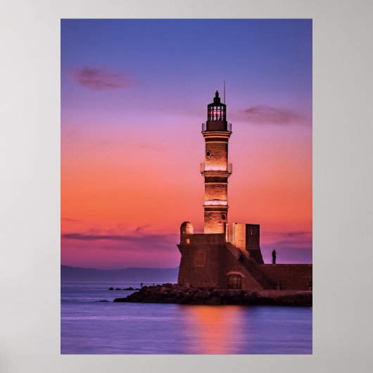 Poster Phare de Grèce la Nuit (Devant)