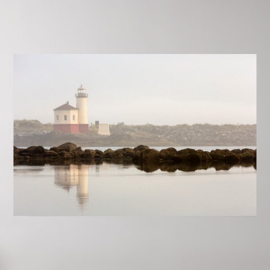 Poster Phare de la rivière Coquille dans le brouillard du (Devant)