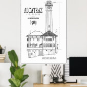 POSTER PHARE DE L'ARCHITECTURE DE L'ÎLE D'ALCATRAZ (Bureau à domicile)