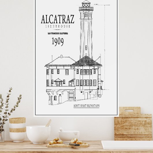 POSTER PHARE DE L'ARCHITECTURE DE L'ÎLE D'ALCATRAZ (Cuisine)