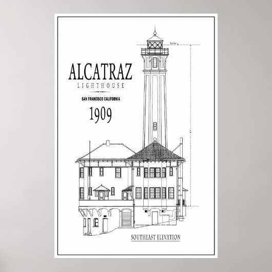 POSTER PHARE DE L'ARCHITECTURE DE L'ÎLE D'ALCATRAZ (Devant)