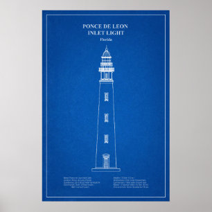 Poster Phare de l'entrée de Ponce de Leon – Floride - AD