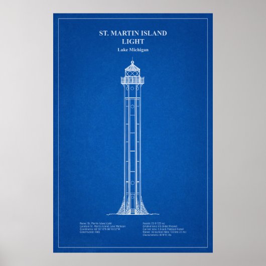 Poster Phare de l'île St Martin - Michigan - AD (Devant)
