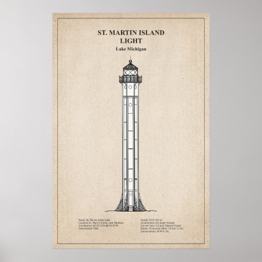 Poster Phare de l'île St. Martin - Michigan - SBD (Devant)