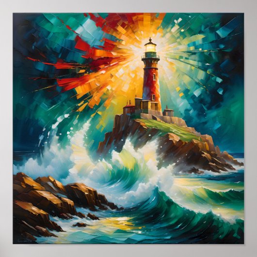 Poster Phare de Lumière et Tempête – Abstrait  (Devant)