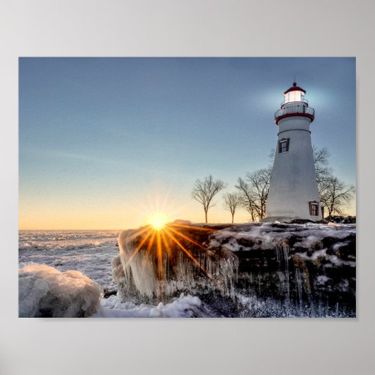 Poster Phare de Marblehead Sunrise hivernale (Devant)