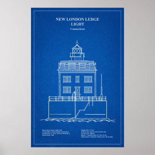 Poster Phare de New London Ledge - Connecticut – AD (Devant)