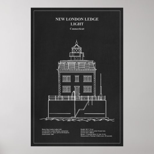 Poster Phare de New London Ledge - Connecticut – PD (Devant)